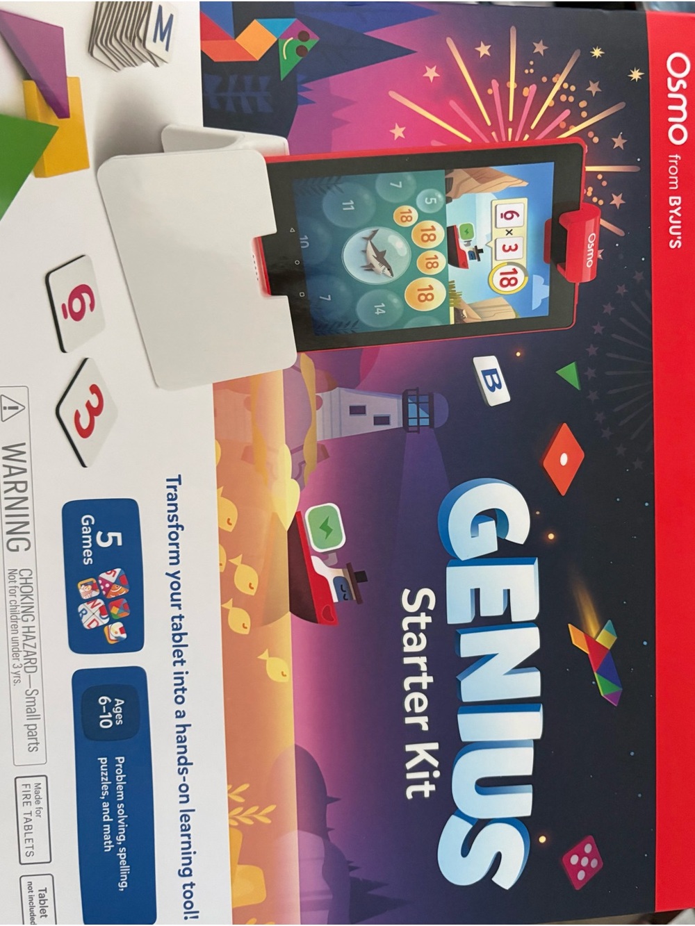 Osmo Genius Starter Kit for fire tablet & Learning games- Red